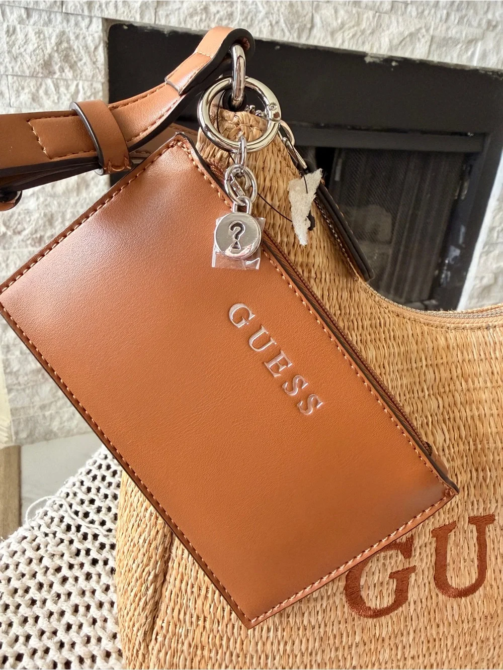 Guess woven comes leather